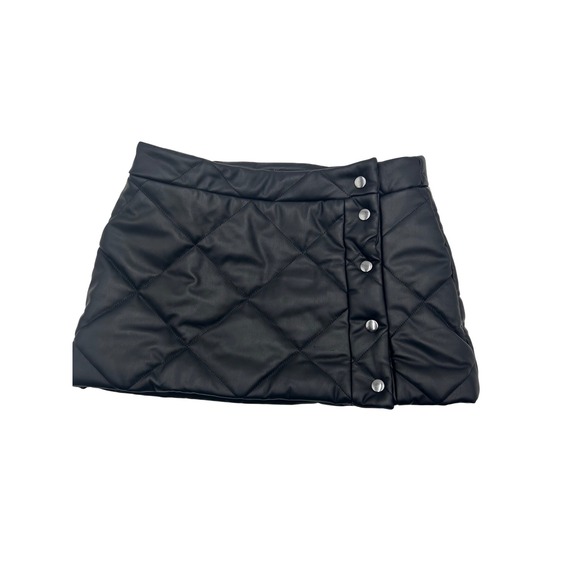 Y2K Fashion Nova Black Quilted Faux Leather Mini Skirt Side Snap Puffer Style XL - Picture 12 of 12